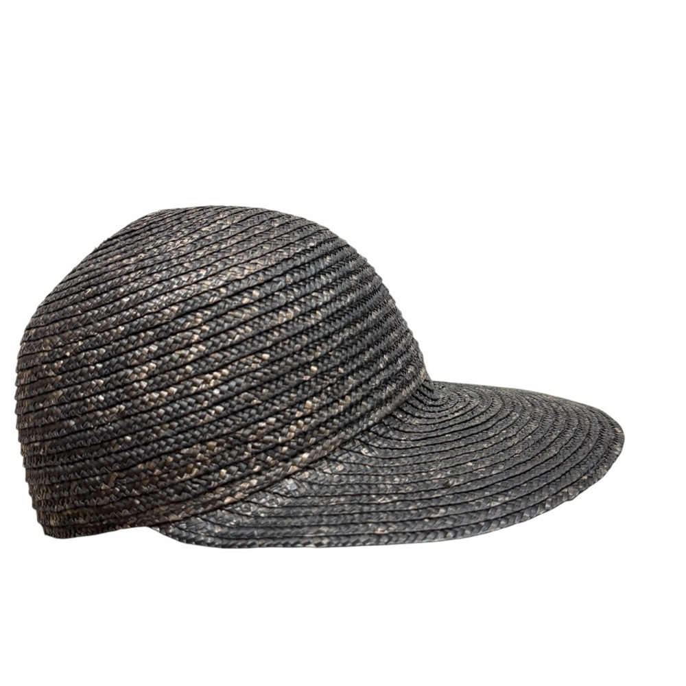 Ladies Saks Fifth Ave Woven Straw Hat with Brim Black and Brown
